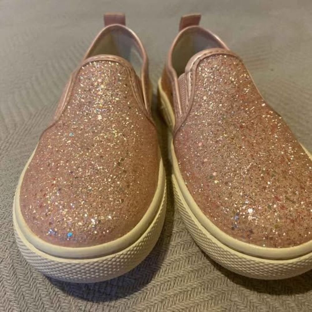 Girl's Size 9 Cat and Jack Sparkly Pink Slide Slip On Sneakers Great Condition